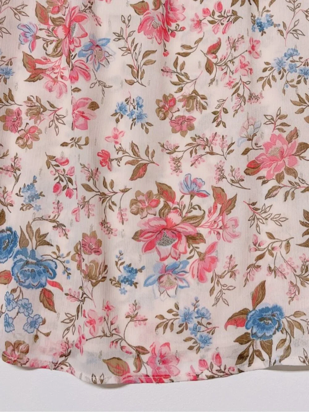 Joie Pink Floral Flutter-Sleeve Blouse with Blue Accents Women’s M - Picture 6 of 10